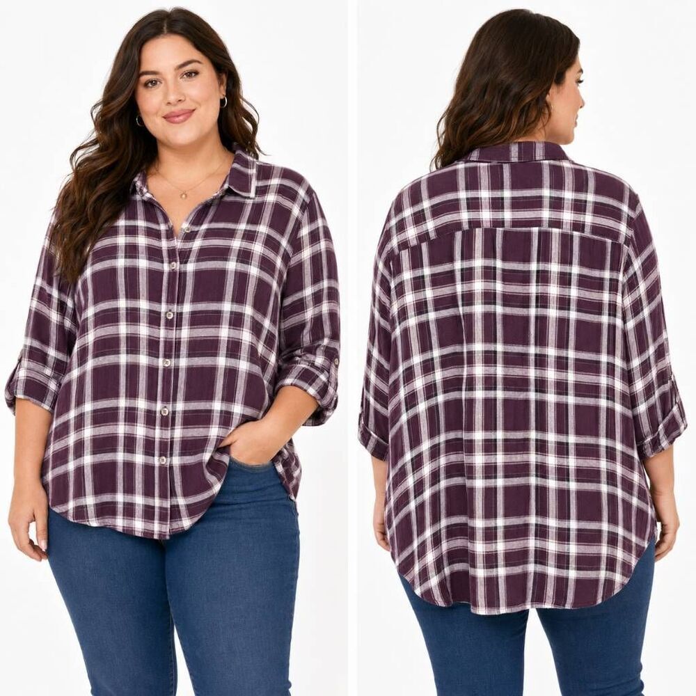 Dressbarn Plaid Button Front Shirt Women’s 2X
